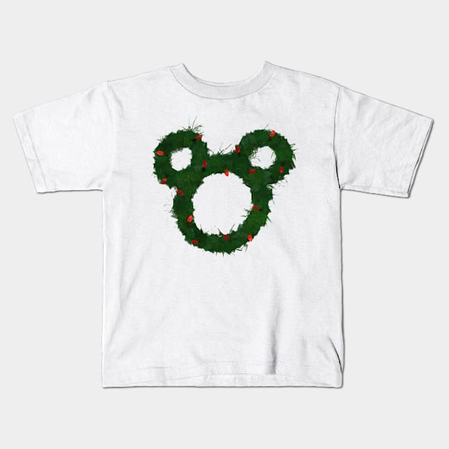 Holiday Mouse Wreath Kids T-Shirt by MelissaJoyCreative